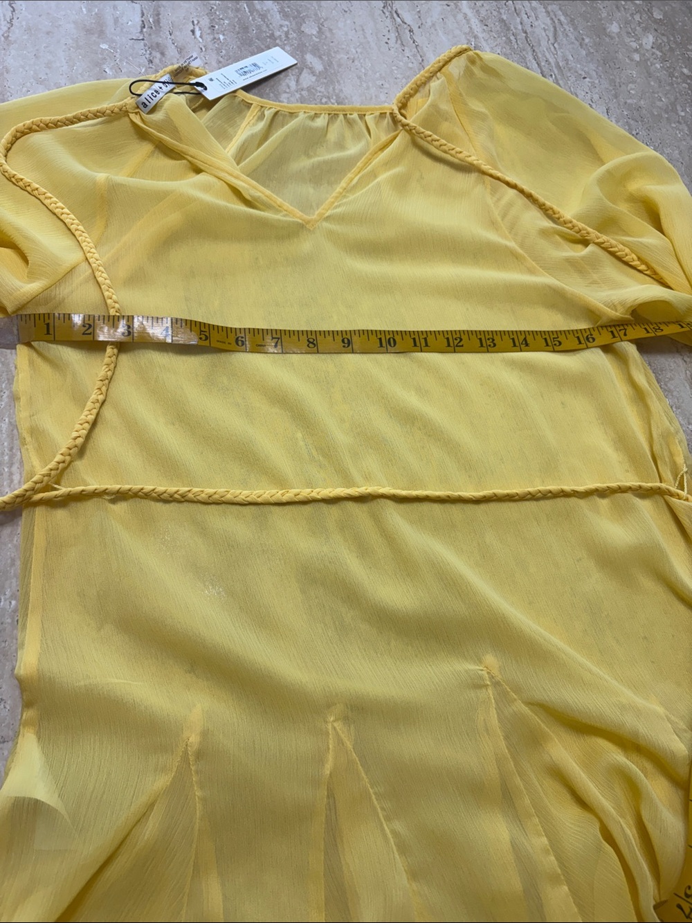 NWT Yellow Alice +Olivia sheer dress - Picture 10 of 11